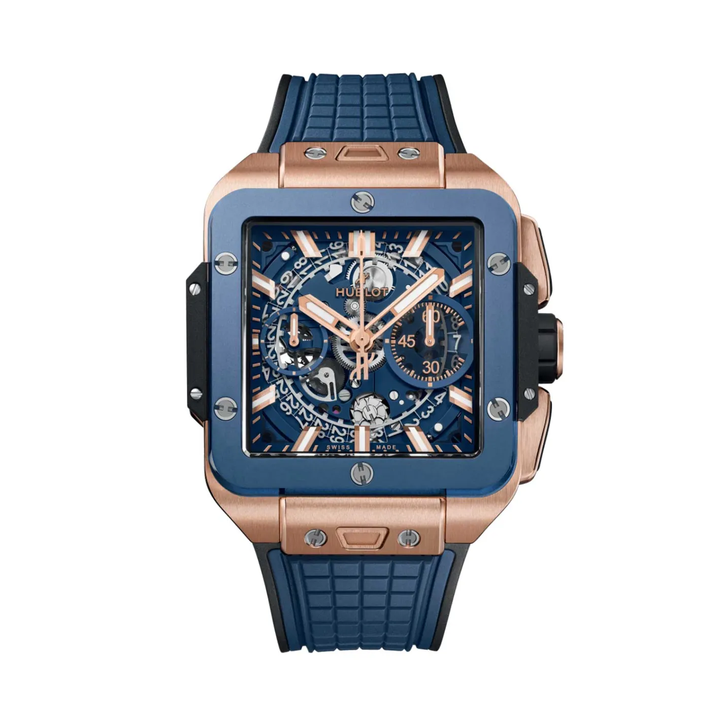 Hublot SQUARE BANG UNICO KING GOLD BLUE CERAMIC Sale