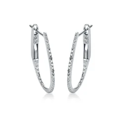 Cristina Wish Pendientes de aro huggies en oro blanco con diamantes Outlet