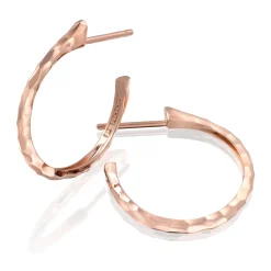 Perodri Pendientes de aro en Oro Rosa facetado Outlet