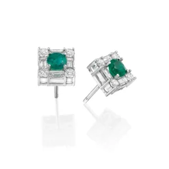 Perodri Pendientes de Oro Blanco Fashion