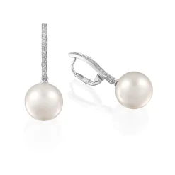 Perodri Pendientes de Oro Blanco Fashion