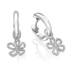 Perodri Pendientes de Oro Blanco Fashion