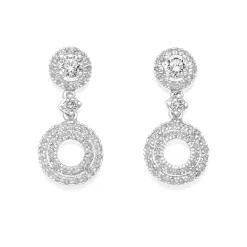 Perodri Pendientes de Oro Blanco Fashion