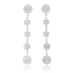 Perodri Pendientes de Oro Blanco Fashion
