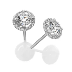 Perodri Pendientes de oro blanco Fashion