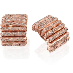 Perodri Pendientes de Oro Rosa facetado con diamantes en talla brillante Hot