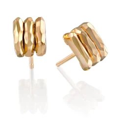 Perodri Pendientes pequeños de Oro Amarillo facetado Discount