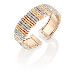 Perodri Pulsera de oro rosa y blanco facetado con diamantes en talla brillante Clearance