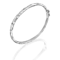 Perodri Pulsera estrecha en Oro Blanco facetado Clearance