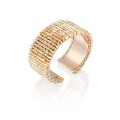 Perodri Pulsera oro amarillo facetado con diamantes en talla brillante Fashion