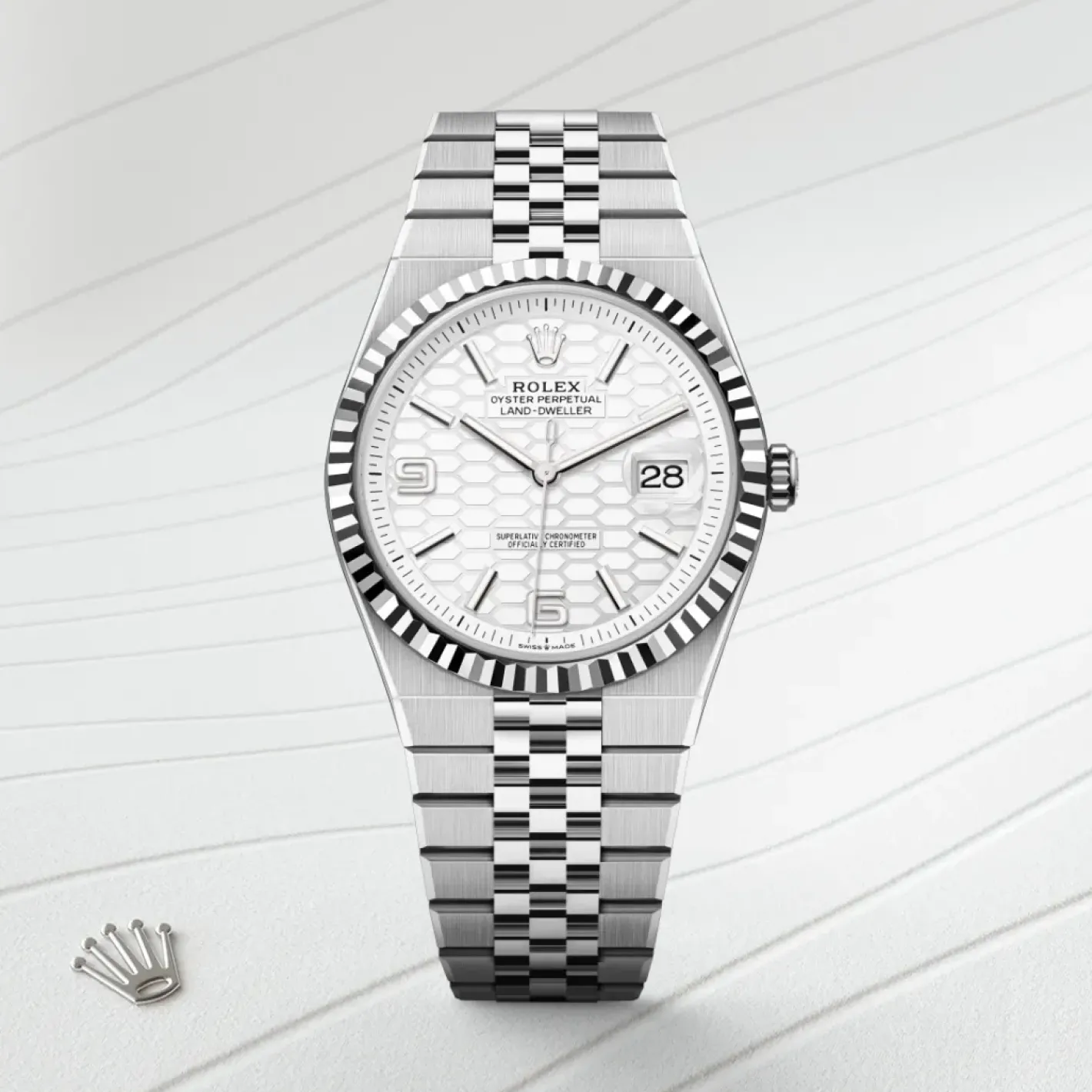 Rolex Land-Dweller 40 Rolesor blanco —combinación de acero Oystersteel y oro blanco Online