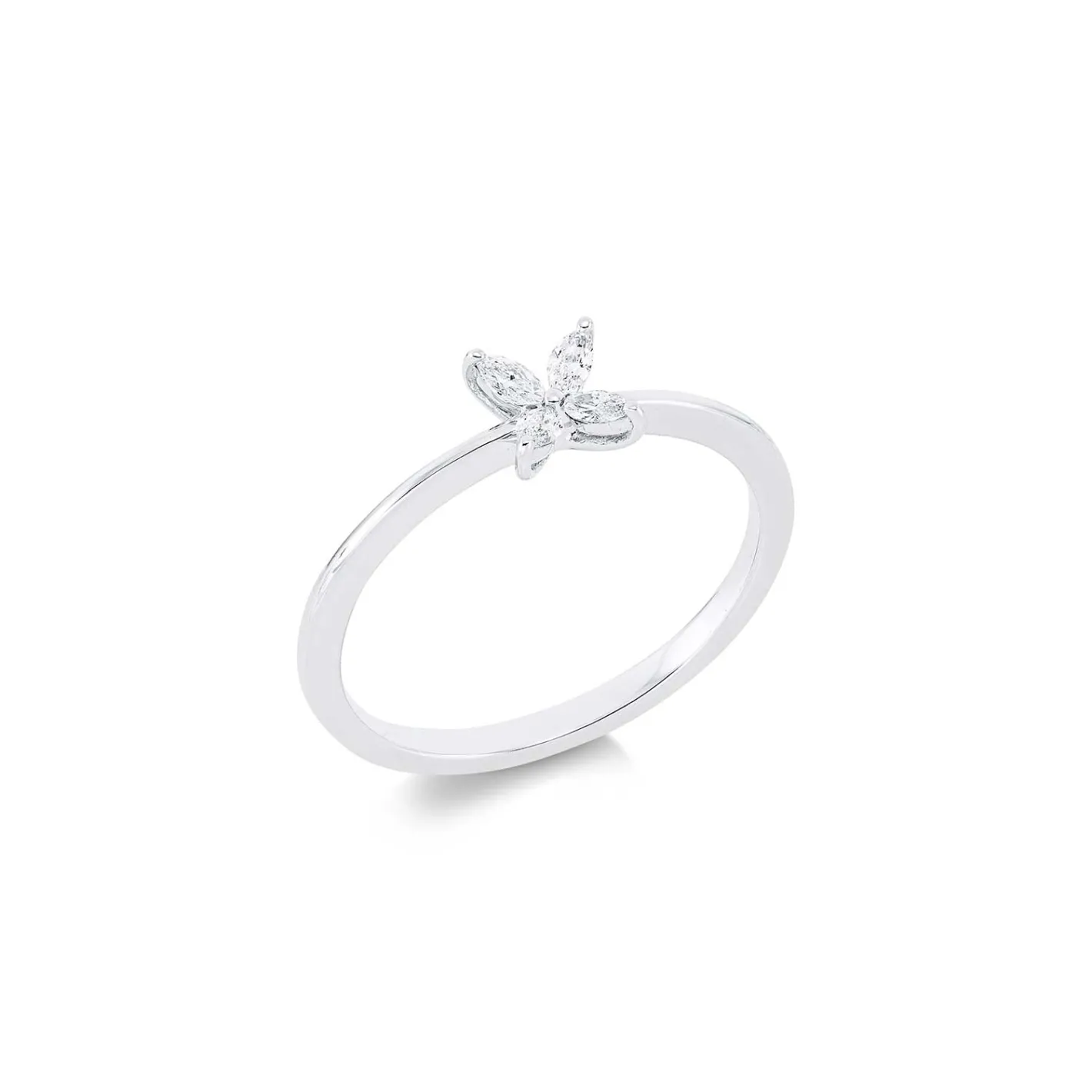 Cristina Wish Sortija en oro blanco con diamantes en talla marquise New