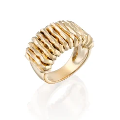 Perodri Sortija de Oro Amarillo con brazo facetado Discount