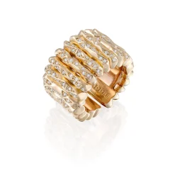 Perodri Sortija de Oro Amarillo facetado y diamantes en talla brillante Best