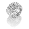 Perodri Sortija de oro blanco facetado con diamantes en talla brillante Clearance