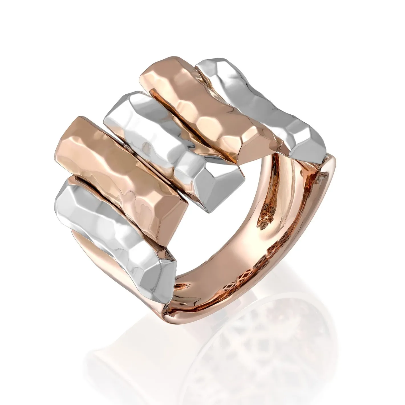 Perodri Sortija de Oro Blanco y Oro Rosa facetado Outlet