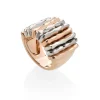 Perodri Sortija de Oro Blanco y Oro rosa con brazo facetado Online