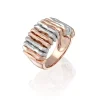 Perodri Sortija de Oro Blanco y Oro Rosa con brazo facetado Clearance