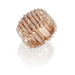 Perodri Sortija de oro rosa facetado con diamantes en talla brillante Outlet