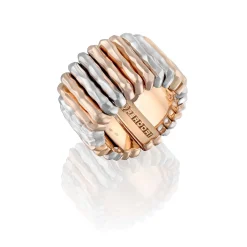 Perodri Sortija de oro rosa y blanco facetado Clearance