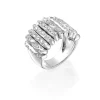 Perodri Sortija Oro Blanco con brazo facetado y diamantes en talla brillante Hot